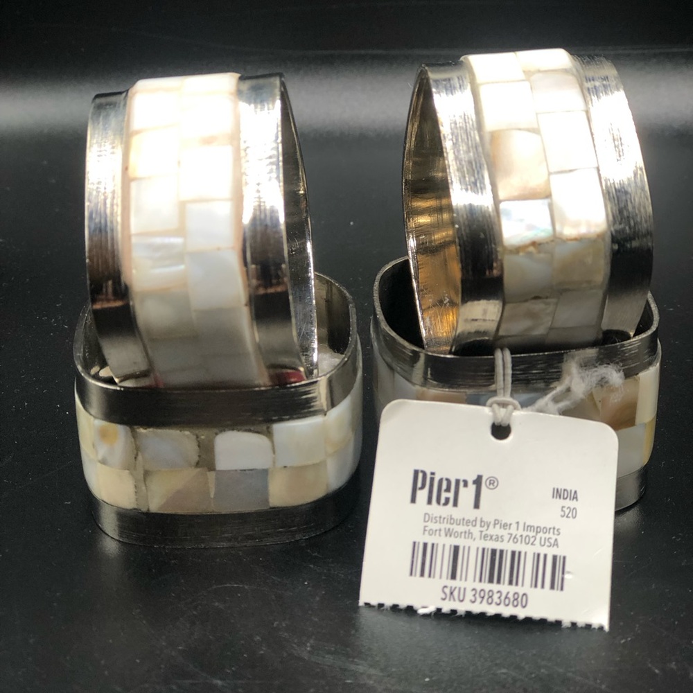 Pier 1 Imports Mother of Pearl Napkin Rings Set of four